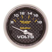 Load image into Gallery viewer, Autometer Marine Carbon Fiber 2-1/16in 18V Electric Voltmeter Gauge