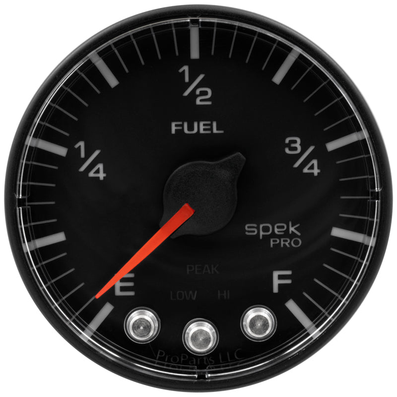 Autometer Spek-Pro Gauge Fuel Level 2 1/16in 0-270 Programmable Blk/Blk