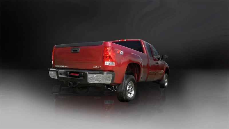 Corsa 09-13 GMC Sierra 4.8L V8 3in Cat-Back Single Side w Twin 4in Black Pro-Series Tips